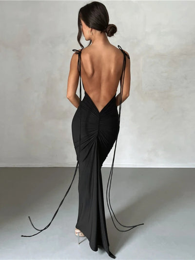 BLYTHE Backless Spaghetti Strap Maxi Dress