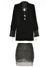 Shimmer Studded Women's Blazer Skirt Set