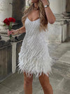 TATE Sling Dress with Feather Accents