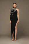 ALLEGRA Sexy One-Shoulder Crystal-Embellished Bandage Dress