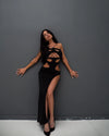 JADA Sultry Halter Cut-Out Maxi Dress