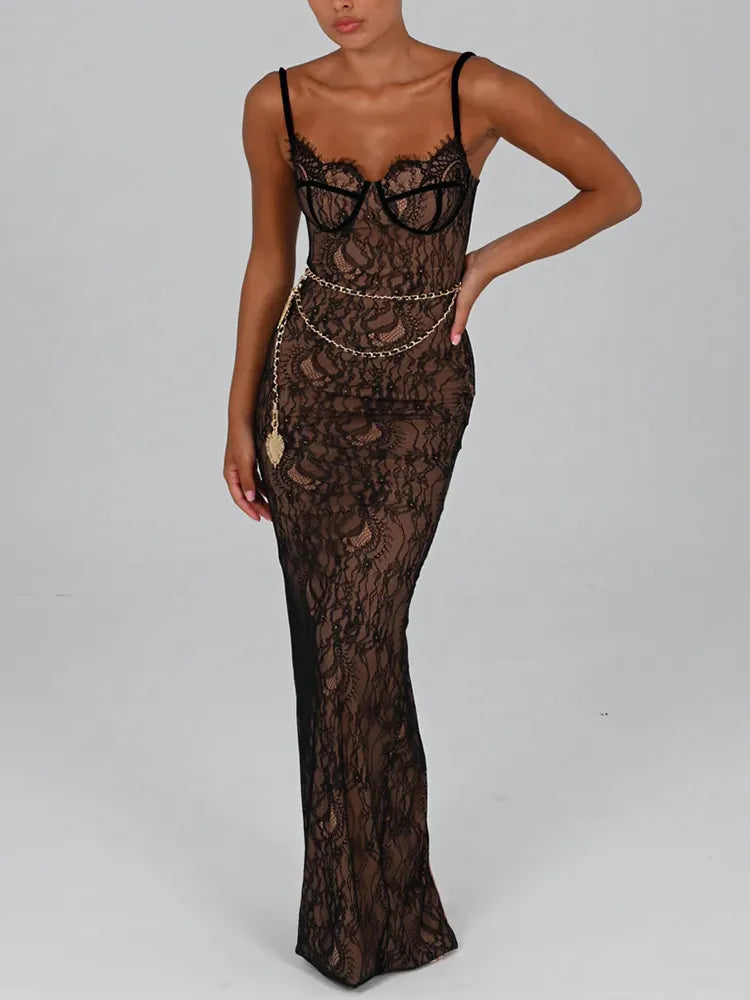 MAYA Lace Print Maxi Dress